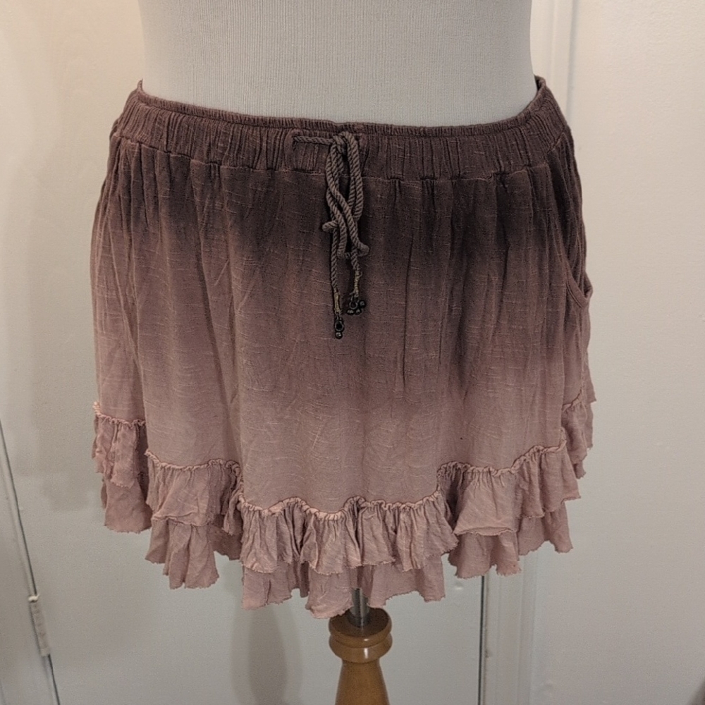 Free People Dusty Mauve Tiered Ruffle Skirt